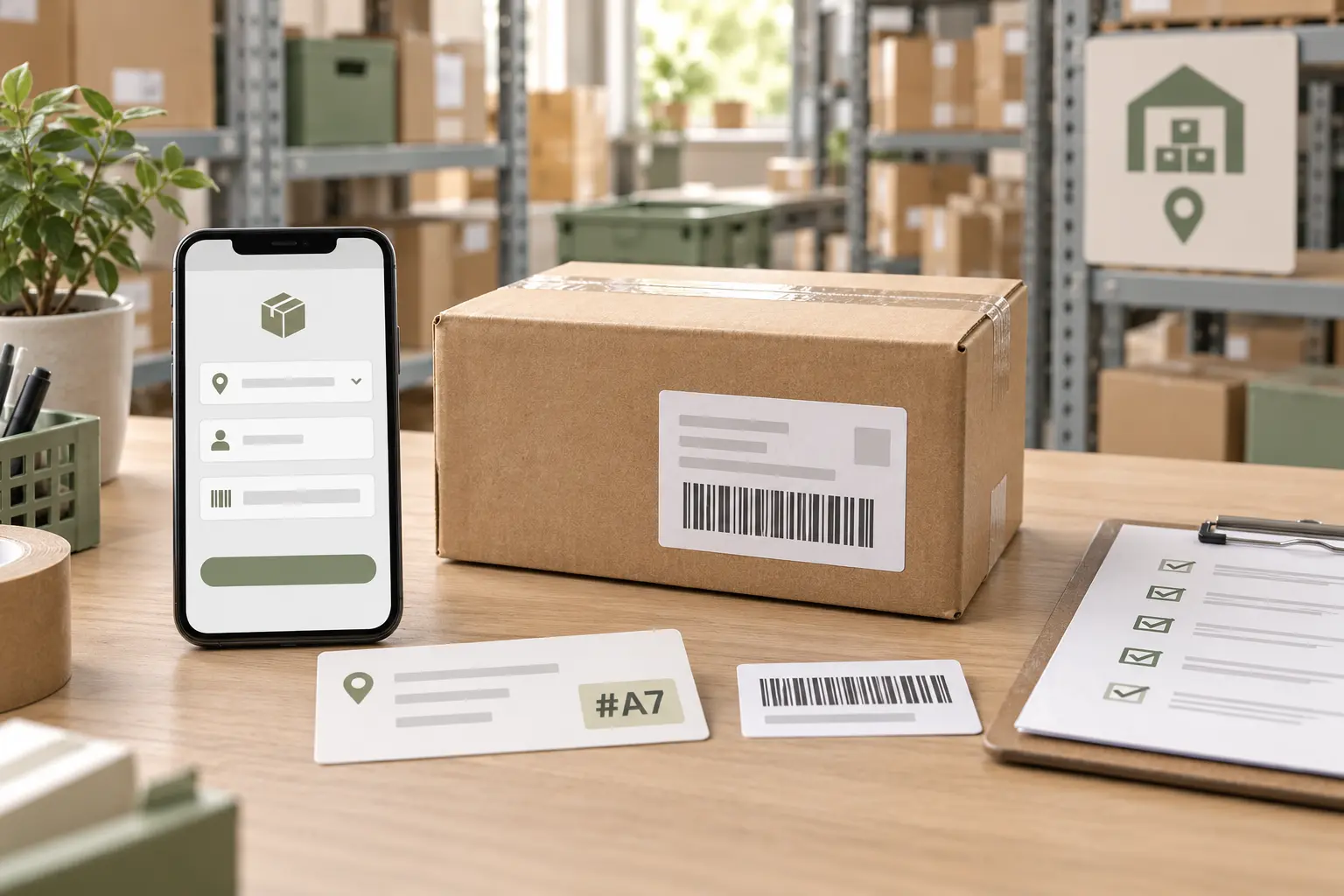 Domestic parcel, account identifier and warehouse intake checklist