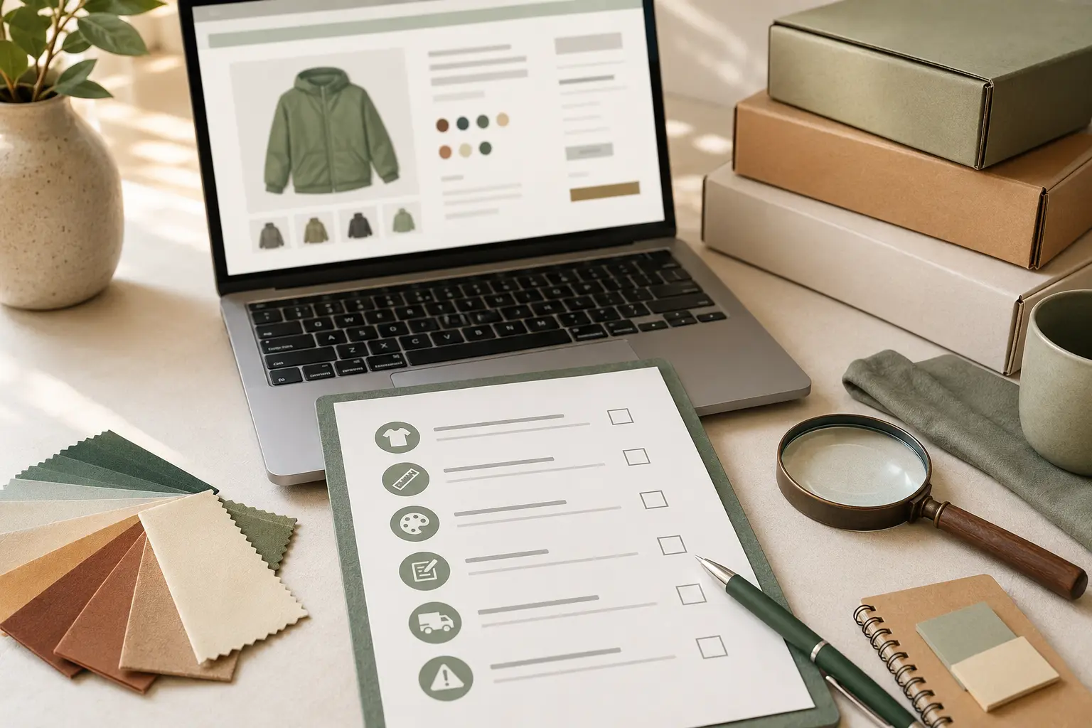 Product listing, variant swatches and order verification checklist